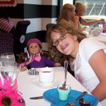 Eating at the American Girl Cafe, where dolls get their own chairs