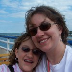 Kendra and Steph on the boat off Navy Pier