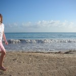 Walking on the beach after collecting morning shells