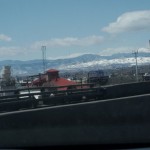 Mountain view driving through Denver